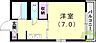 間取り：1K（24．18平米）室内洗濯機置場・風呂トイレ別・収納