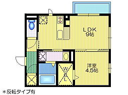 パークドオートムB 1LDKの間取図画像