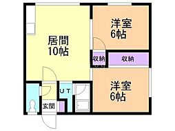 Nコート1 2LDKの間取図画像