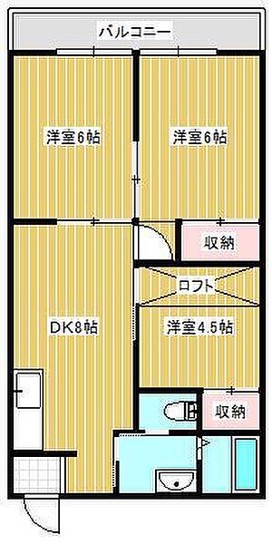 キャッスルグリーン 210｜栃木県足利市利保町1丁目(賃貸アパート3SDK・2階・52.20㎡)の写真 その2