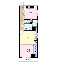 エクシヴアルデール164 2DKの間取図画像