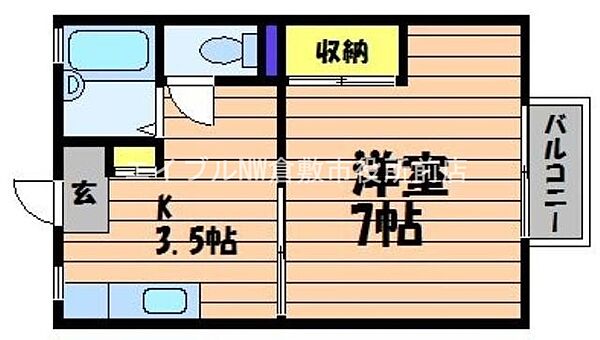 メゾンエポック　Ｂ棟 ｜岡山県倉敷市田ノ上(賃貸アパート1K・2階・23.18㎡)の写真 その2