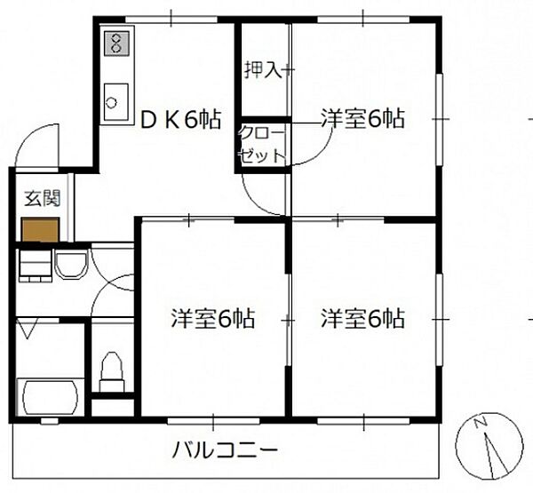 サコマンション ｜広島県広島市佐伯区千同2丁目(賃貸マンション3DK・3階・49.86㎡)の写真 その2