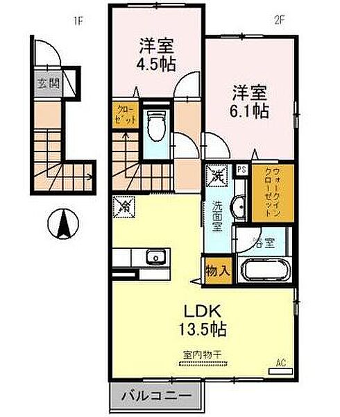 コージーコート・Ａ 201｜滋賀県長浜市木之本町黒田(賃貸アパート2LDK・2階・60.70㎡)の写真 その2