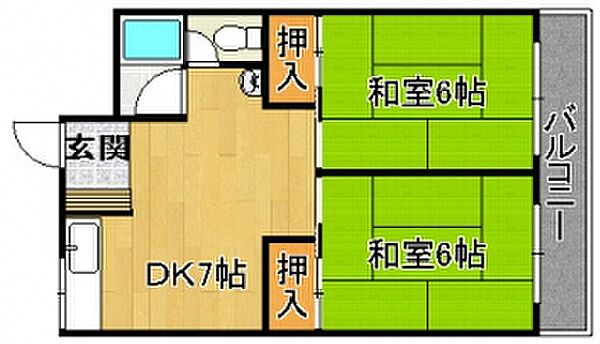 大阪府大東市野崎1丁目(賃貸マンション2DK・4階・43.00㎡)の写真 その2