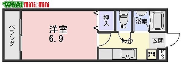 レスポールII 3A｜三重県松阪市京町一区(賃貸アパート1K・3階・20.50㎡)の写真 その2