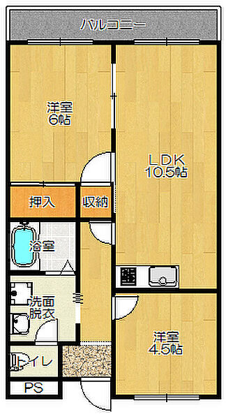 大阪府四條畷市岡山東2丁目(賃貸マンション2LDK・4階・50.00㎡)の写真 その2