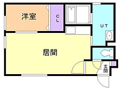 崑崙荘 1DKの間取図画像