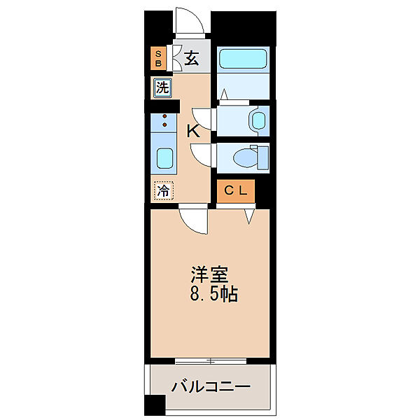 宮城県仙台市若林区清水小路(賃貸マンション1K・8階・27.79㎡)の写真 その2