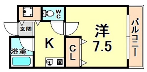 兵庫県尼崎市西御園町(賃貸マンション1K・3階・22.75㎡)の写真 その2