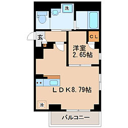 ラシーネ錦町 1LDKの間取図画像