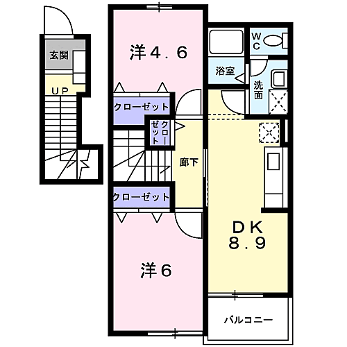 間取：角部屋＊２ＤＫの間取りです(*^^)