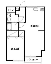オリーブハウス2 1LDKの間取図画像