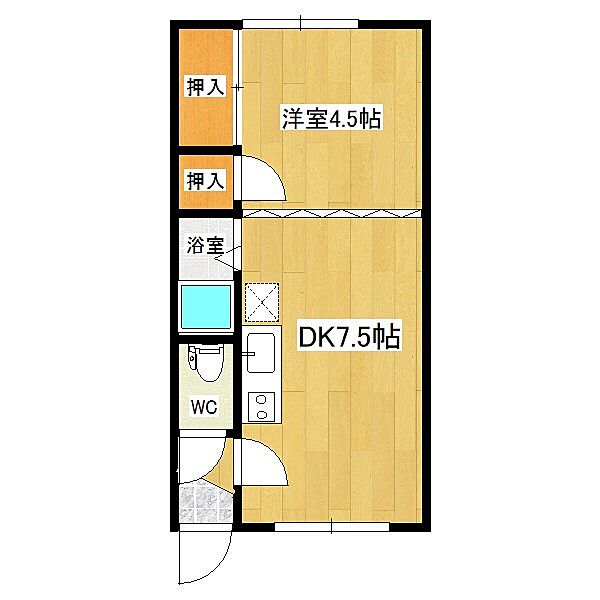 コーポエルム（美山町） 10｜北海道北見市美山町南２丁目(賃貸アパート1DK・2階・26.40㎡)の写真 その2