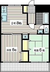 レジデンス向ケ丘B 2DKの間取図画像