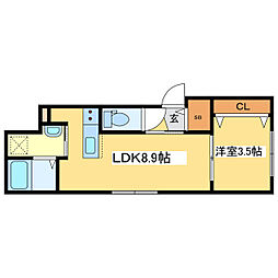 札幌市営東豊線 元町駅 徒歩2分の賃貸アパート 2階1LDKの間取り