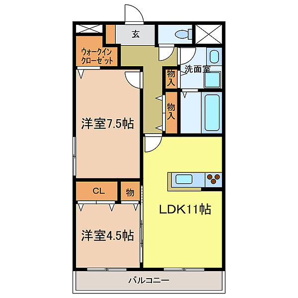 パークヒルズ千代田 201｜大阪府河内長野市木戸１丁目(賃貸マンション2LDK・2階・57.85㎡)の写真 その2