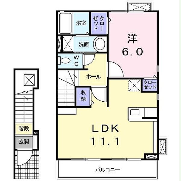 メゾンド・ソレイユII 205｜大阪府和泉市池田下町(賃貸アパート1LDK・2階・46.09㎡)の写真 その2