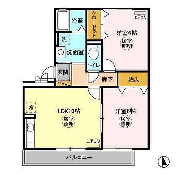 ヒルサイドコート六番館 ｜千葉県木更津市ほたる野２丁目(賃貸アパート2LDK・2階・51.91㎡)の写真 その2