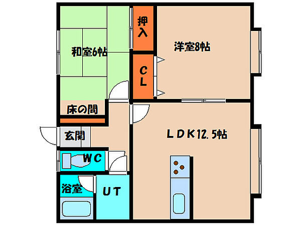 ピュア花園 A-3｜北海道函館市花園町(賃貸アパート2LDK・1階・59.33㎡)の写真 その2