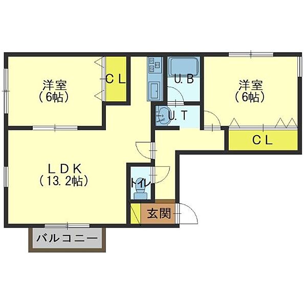 ビューハイツヒロ 102｜北海道函館市深堀町(賃貸アパート2LDK・1階・56.00㎡)の写真 その2