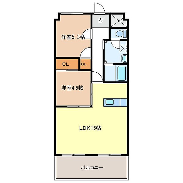 三重県鈴鹿市岡田３丁目(賃貸マンション2LDK・2階・59.00㎡)の写真 その2