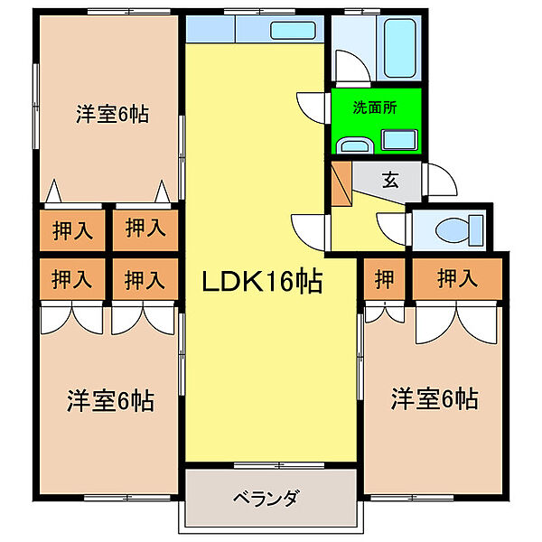 グランドール濱口 205｜徳島県鳴門市撫養町小桑島字前浜(賃貸マンション3LDK・2階・71.28㎡)の写真 その2