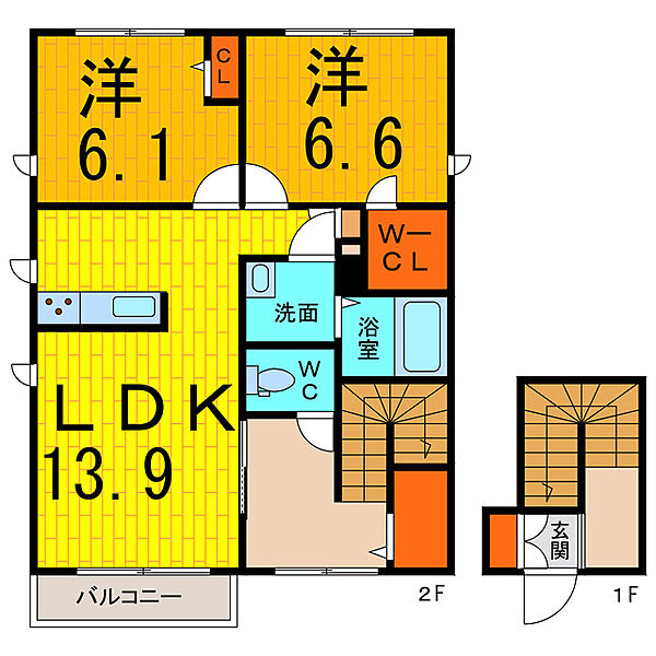 プロヌーブ撫養町 201｜徳島県鳴門市撫養町小桑島字前浜(賃貸アパート2LDK・2階・70.26㎡)の写真 その2