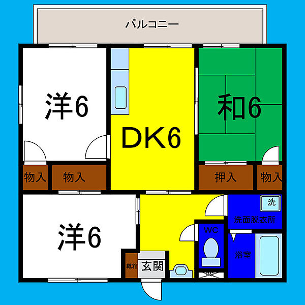 エクセレント　コンフォール ｜徳島県板野郡藍住町東中富字鑓場傍示(賃貸アパート3DK・1階・59.24㎡)の写真 その2