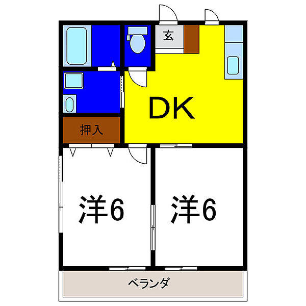 YKホームA ｜徳島県板野郡藍住町富吉字大向(賃貸アパート2DK・1階・45.84㎡)の写真 その2
