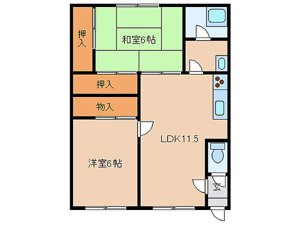 ドウェルクリスタル ｜北海道函館市富岡町３丁目(賃貸アパート2LDK・4階・52.70㎡)の写真 その2