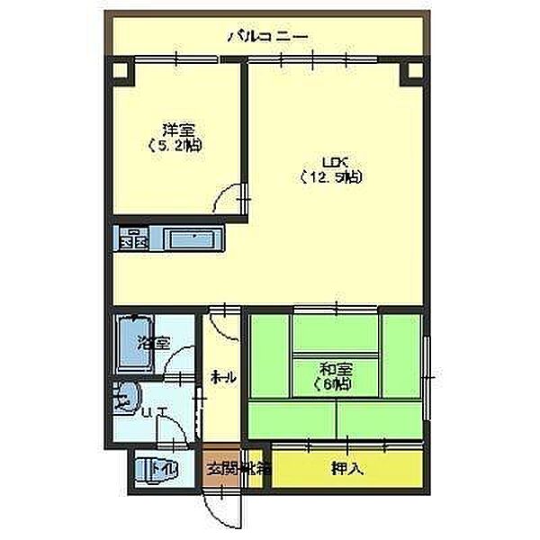 ロイヤルシティ壱番館 201｜北海道函館市昭和２丁目(賃貸マンション2LDK・2階・48.67㎡)の写真 その2