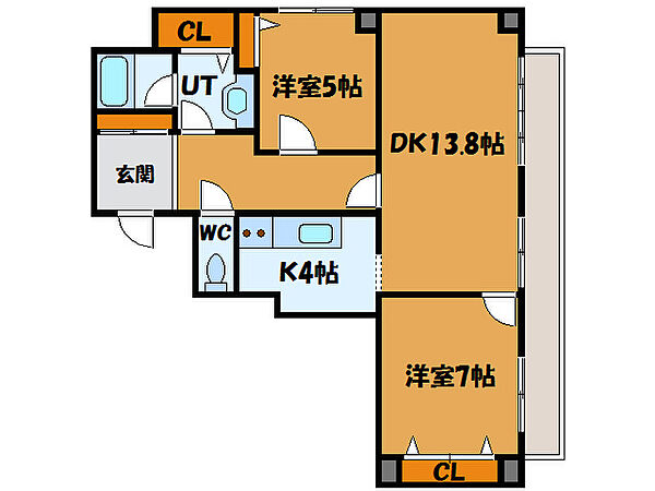 ガーデンテラス函館 701｜北海道函館市梁川町(賃貸マンション2LDK・7階・70.49㎡)の写真 その2