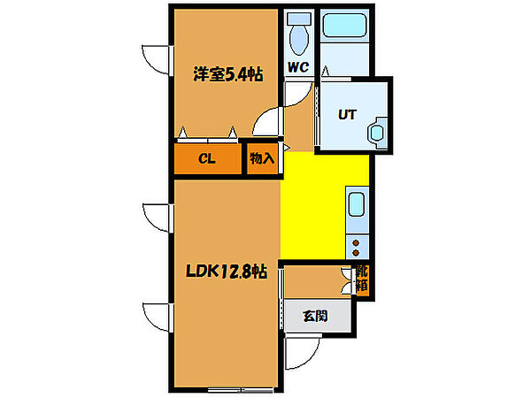 Crystal Villa 101｜北海道函館市日乃出町(賃貸アパート1LDK・1階・42.72㎡)の写真 その2