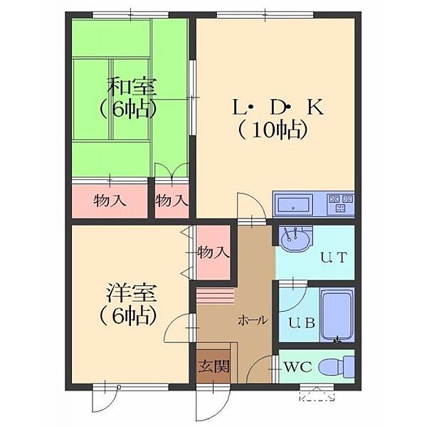 北海道函館市美原２丁目(賃貸アパート2LDK・2階・55.55㎡)の写真 その2