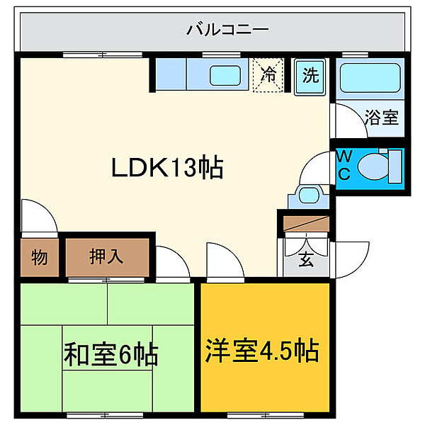 グランヴェール名東 ｜徳島県徳島市名東町２丁目(賃貸マンション2LDK・2階・50.00㎡)の写真 その2