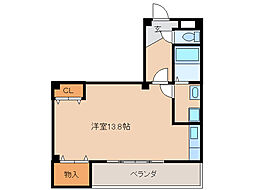 ファインド舟橋 3階ワンルームの間取り