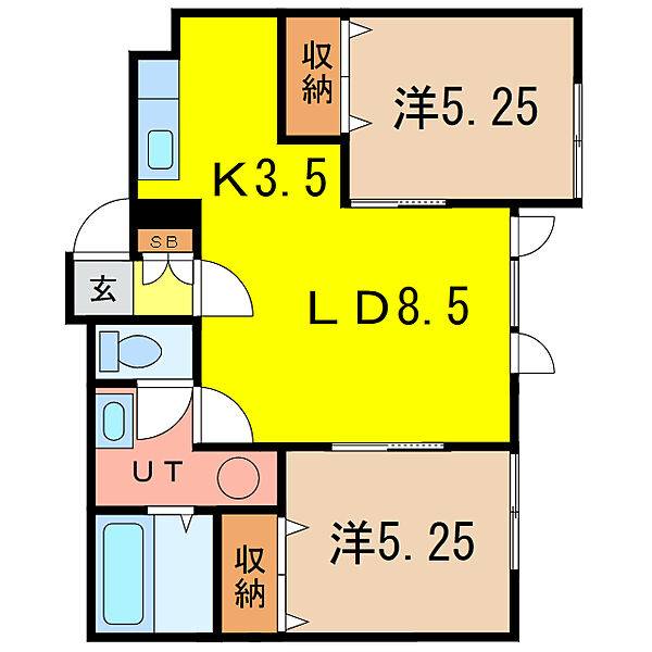 Ｓｔｅｌｌａ　豊岡2-1 ｜北海道旭川市豊岡二条１丁目(賃貸アパート2LDK・1階・53.38㎡)の写真 その2