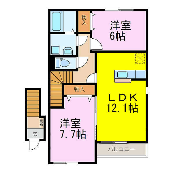 アクエリアス 202｜埼玉県羽生市大字藤井上組(賃貸アパート2LDK・2階・64.07㎡)の写真 その2