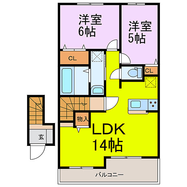 グレイス　III ｜埼玉県加須市馬内(賃貸アパート2LDK・2階・57.55㎡)の写真 その2