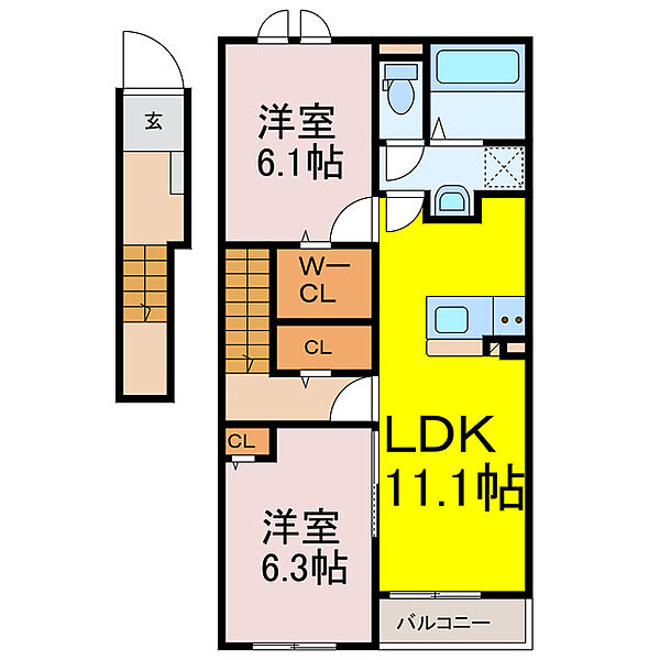 フィデリオ ｜埼玉県加須市南篠崎(賃貸アパート2LDK・2階・58.57㎡)の写真 その2