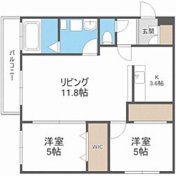 Kalmia桑園　カルミア桑園 4階2LDKの間取り