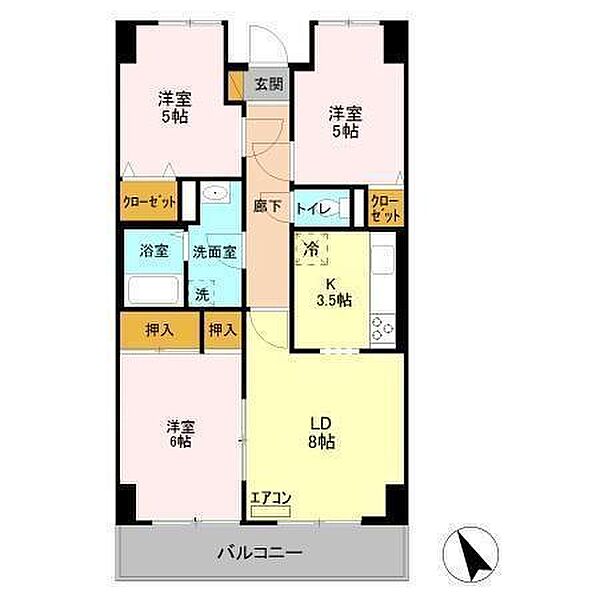 オーシャンビュー弐番館 ｜千葉県千葉市緑区おゆみ野３丁目(賃貸マンション3LDK・7階・65.35㎡)の写真 その2