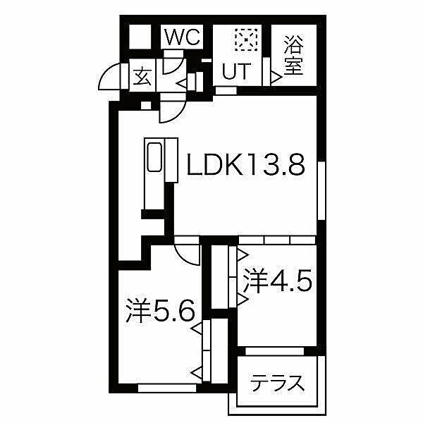 ブランシャール医大前 101｜北海道札幌市中央区南四条西１３丁目(賃貸マンション2LDK・1階・50.96㎡)の写真 その2