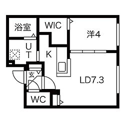 ロイヤルガーデン北6条 3階1LDKの間取り