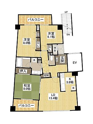 間取り ＡｃｉｔｙヒルズアリーナI番館 2階/-