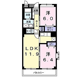 シャーロットタウン 2LDKの間取図画像