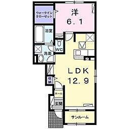 メゾン・ド・ソレイユ 1LDKの間取図画像
