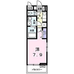 レーヴ市ヶ尾 1Kの間取図画像