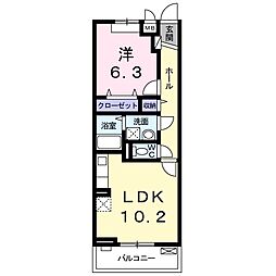 ファーストヒルズ 1LDKの間取図画像